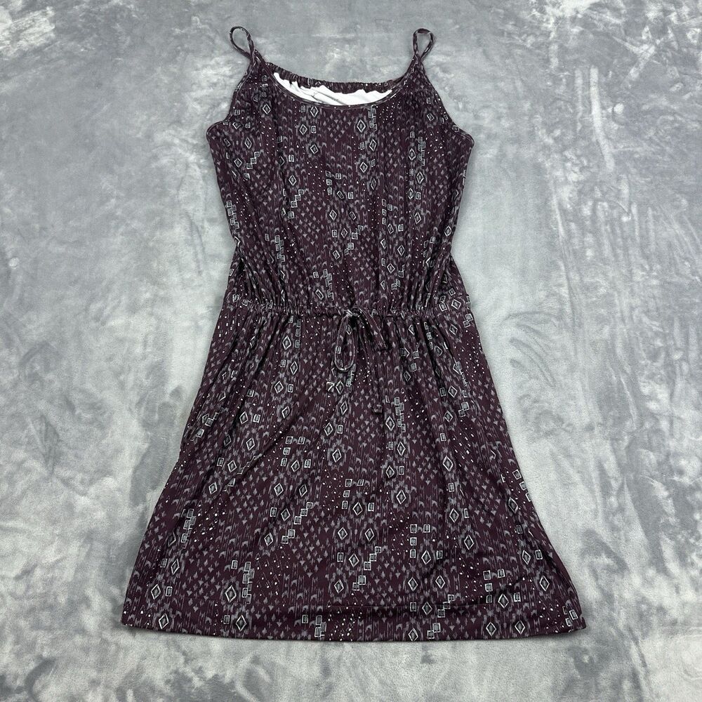 Woolrich Dress Womens Size XS Burgundy Tribal Print Sleeveless Cinch Waist